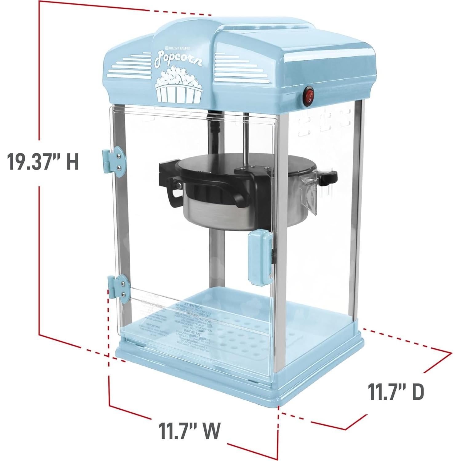 Máquina de Palomitas West Bend 4 Qt Acero Inoxidable Azul