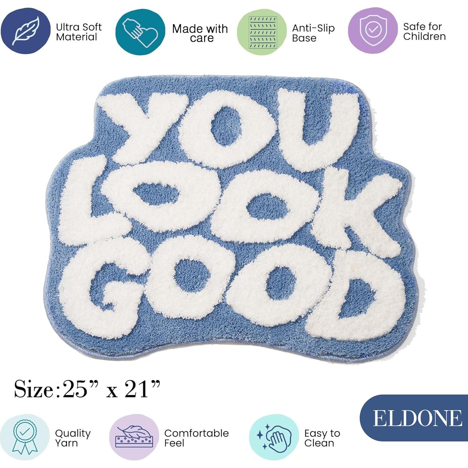Alfombra de Baño ELDONE Azul Claro Antideslizante 68.6x53.3 cm