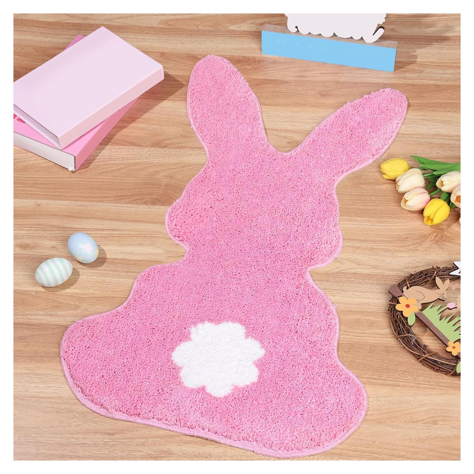 Alfombra de Baño FYSUIMU Conejo de Pascua Rosa 75.9x48 cm