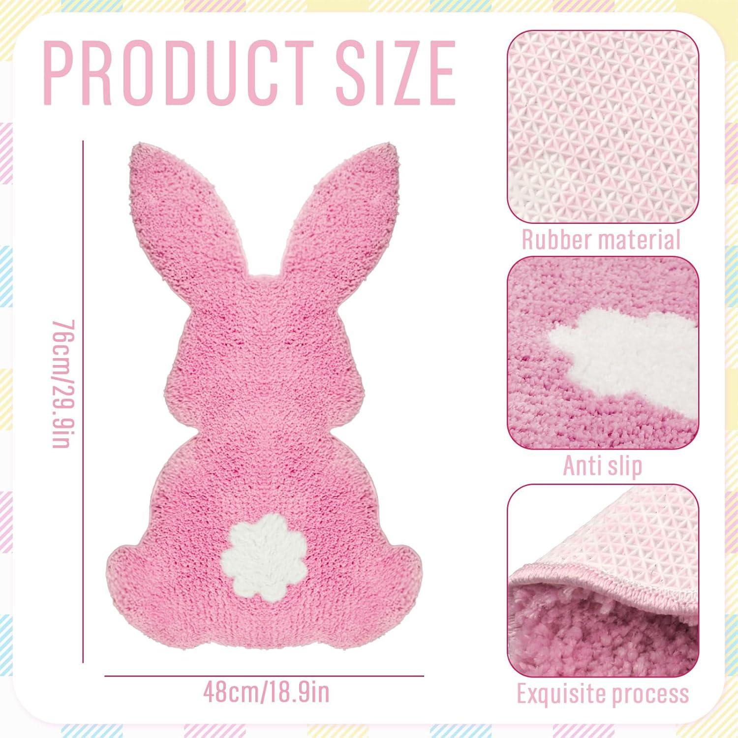 Alfombra de Baño FYSUIMU Conejo de Pascua Rosa 75.9x48 cm