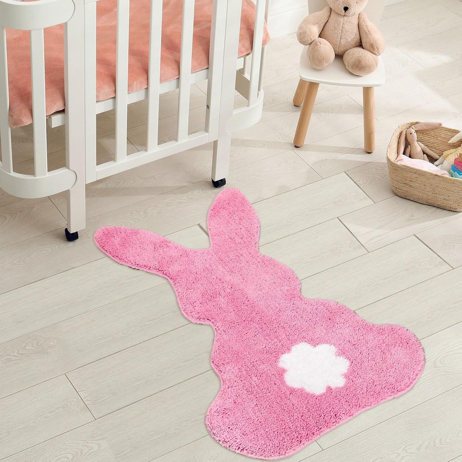 Alfombra de Baño FYSUIMU Conejo de Pascua Rosa 75.9x48 cm