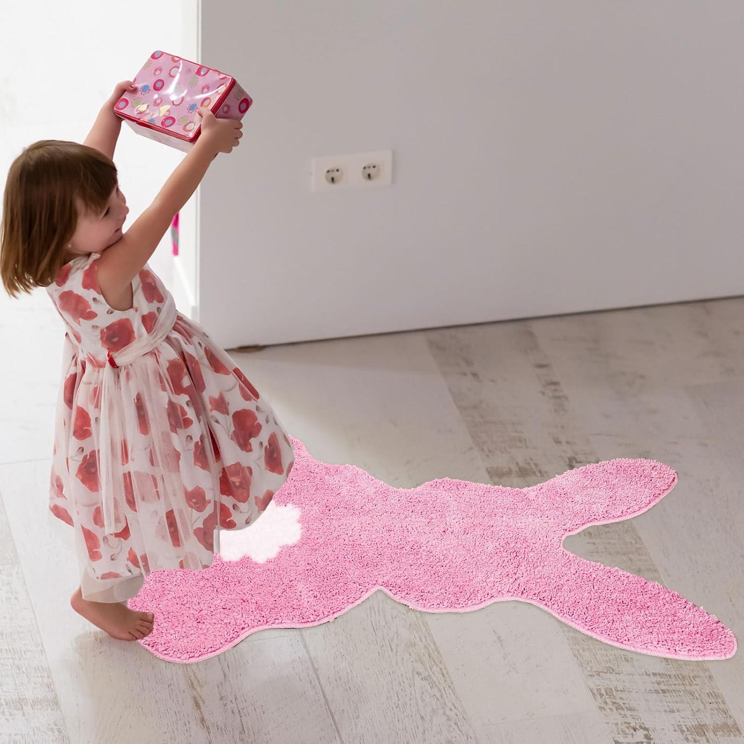 Alfombra de Baño FYSUIMU Conejo de Pascua Rosa 75.9x48 cm