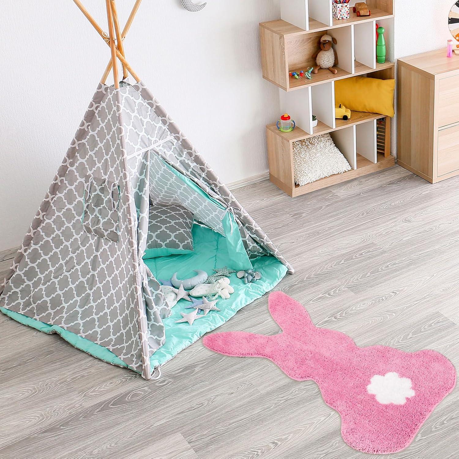 Alfombra de Baño FYSUIMU Conejo de Pascua Rosa 75.9x48 cm