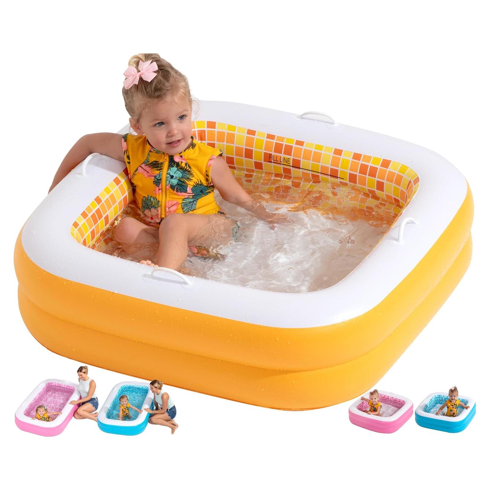 Piscina Inflable Grip A Pool 86.36cm Cuadrada Naranja Bebés