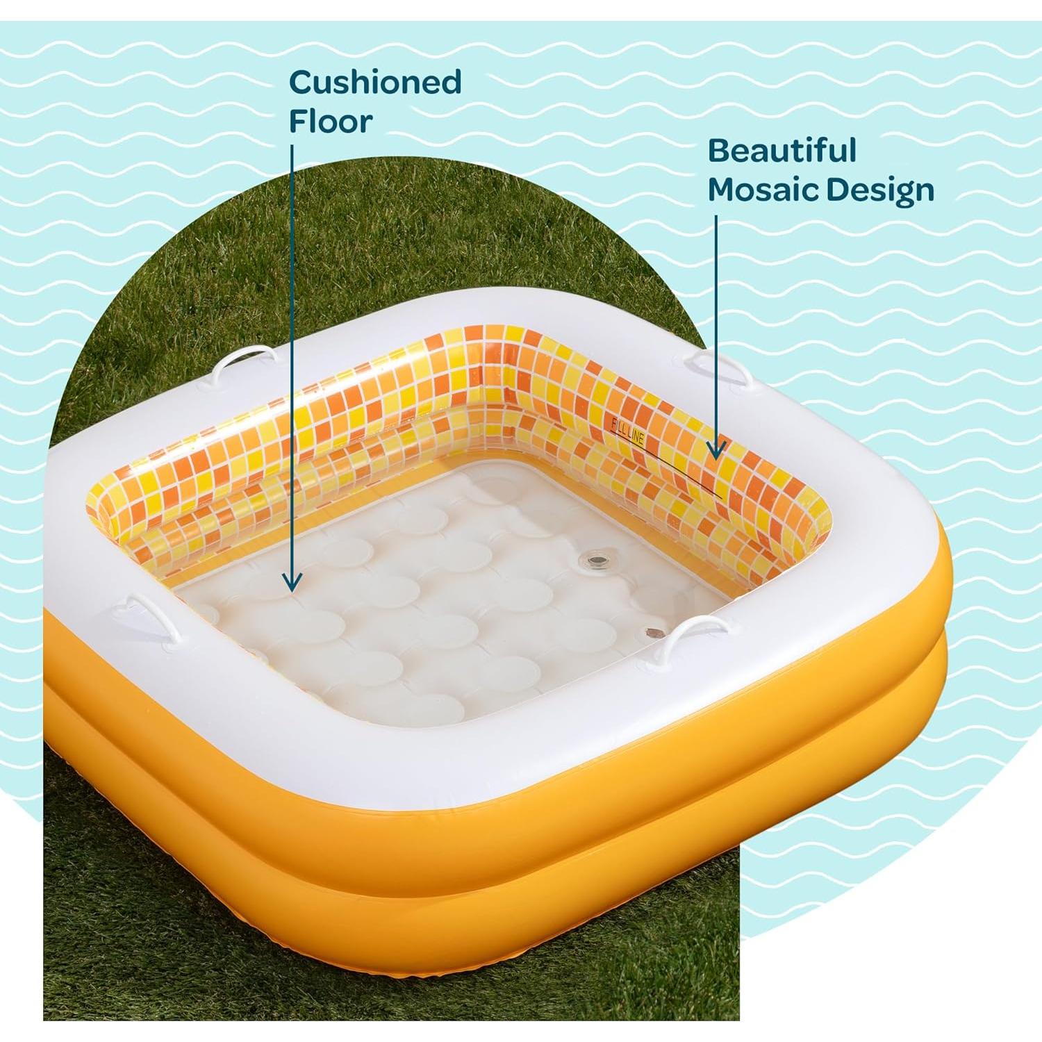 Piscina Inflable Grip A Pool 86.36cm Cuadrada Naranja Bebés