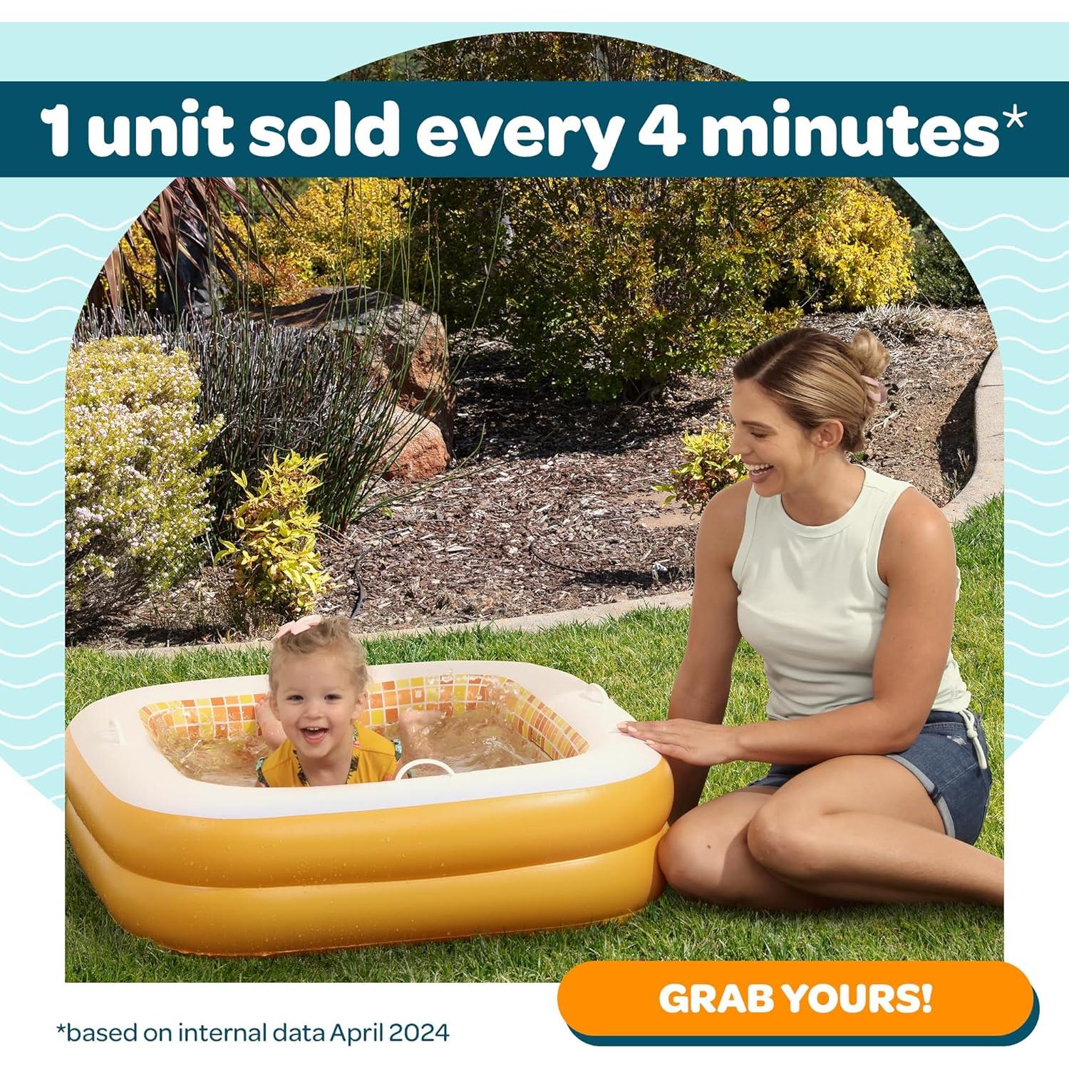 Piscina Inflable Grip A Pool 86.36cm Cuadrada Naranja Bebés