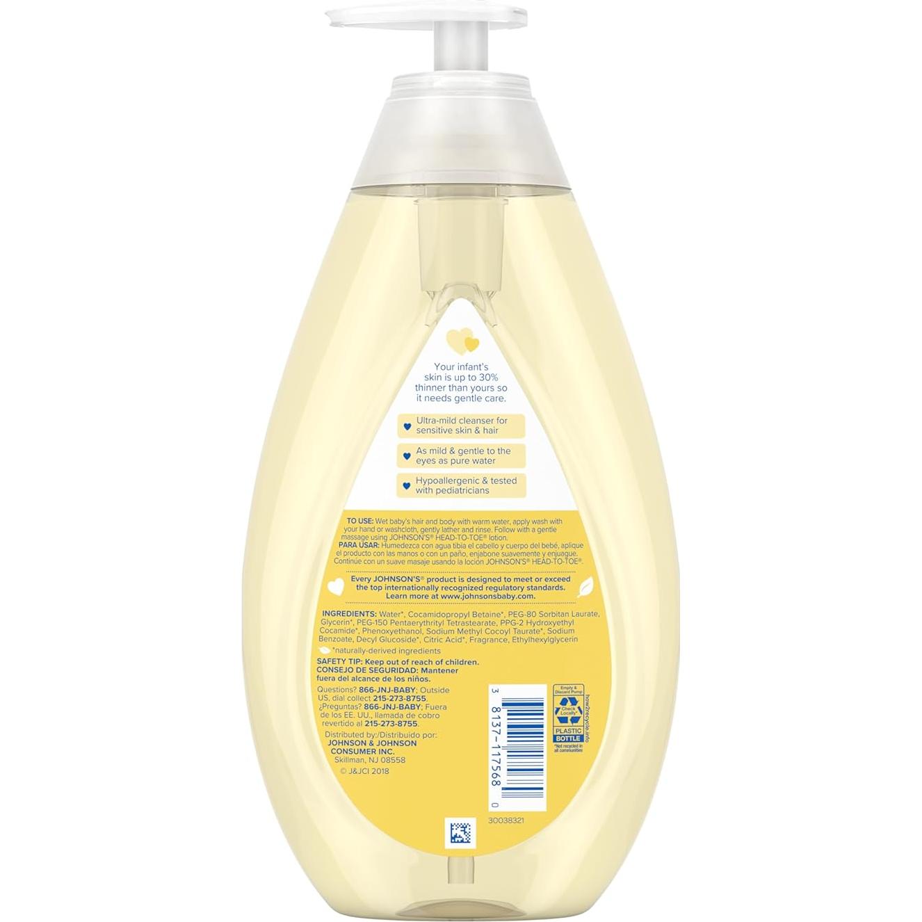 Jabón y Champú Johnson's 2 en 1 800 ml Sin Lagrimas Bebés