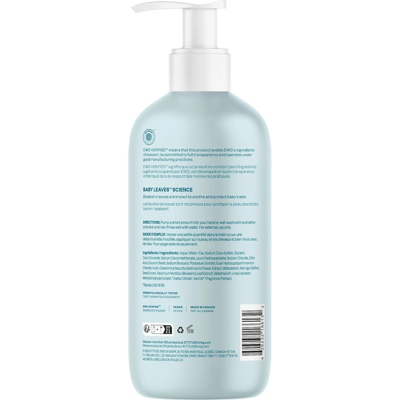 Champú y Gel de Baño 2 en 1 ATTITUDE Buenas Noches 473 ml