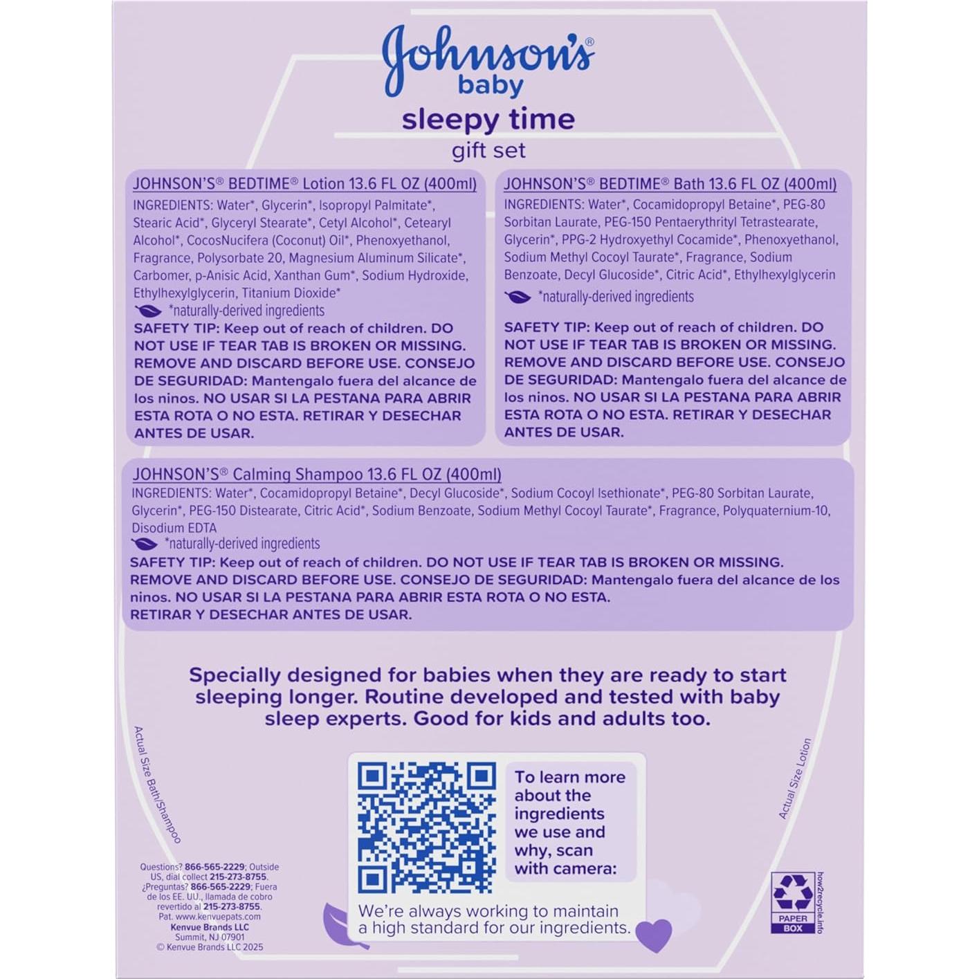 Set de Regalo Johnson's Baby para la Hora de Dormir - 3 Artículos