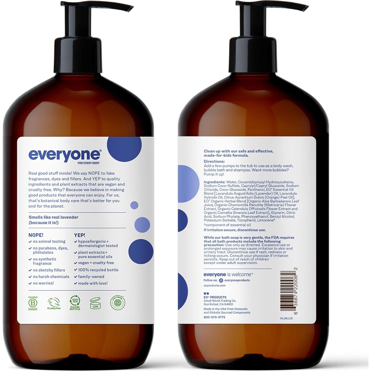 Jabón para Niños Everyone 3 en 1 2x32oz Lavanda Orgánico