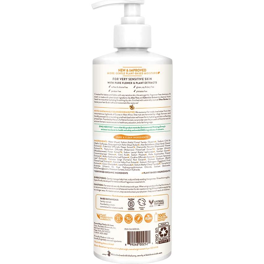 Champú y Lavado Sensible Babo Botanicals 473ml Sin Fragancia