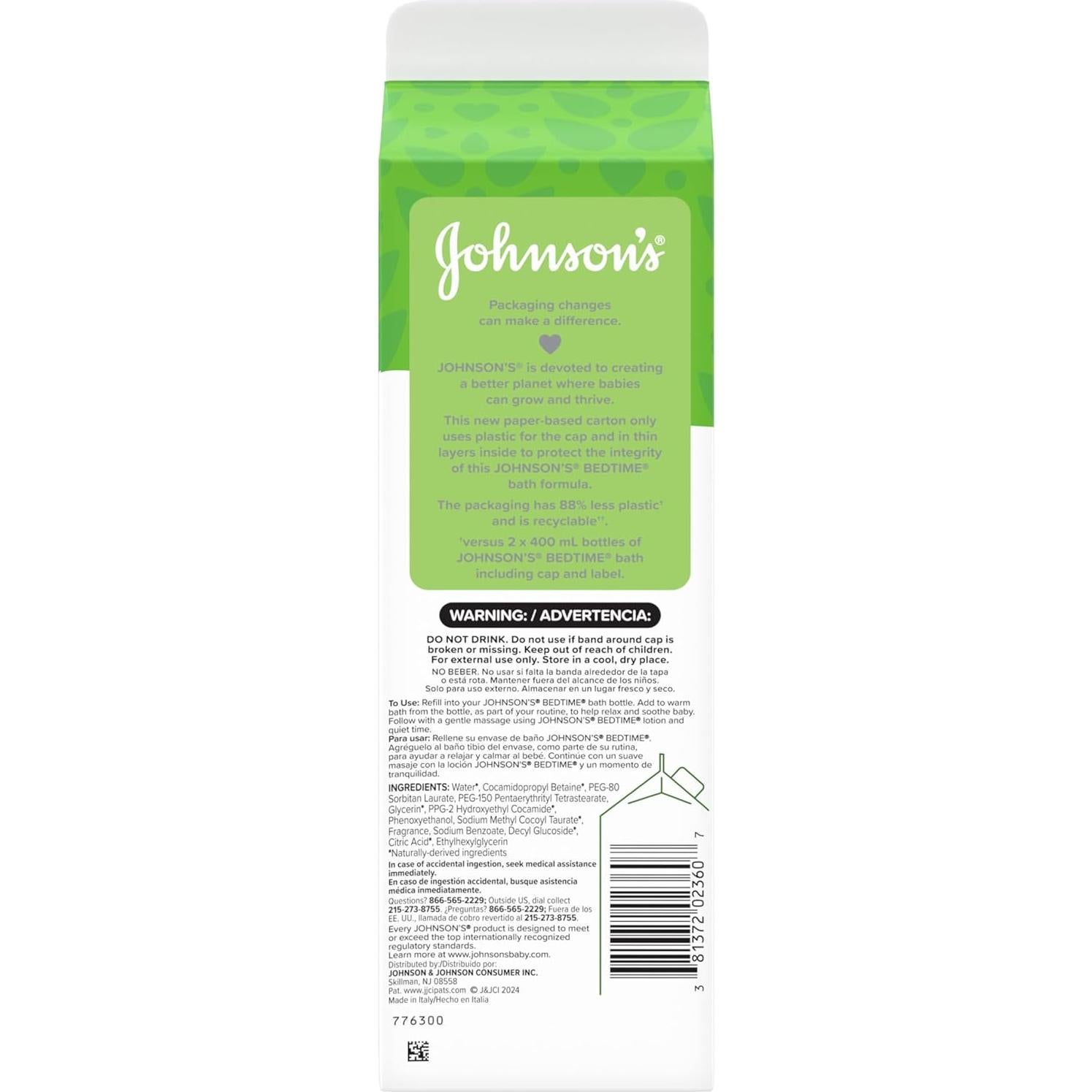 Baño Nocturno Johnson 1000 ml Hipoalergénico Sin Lagrimas