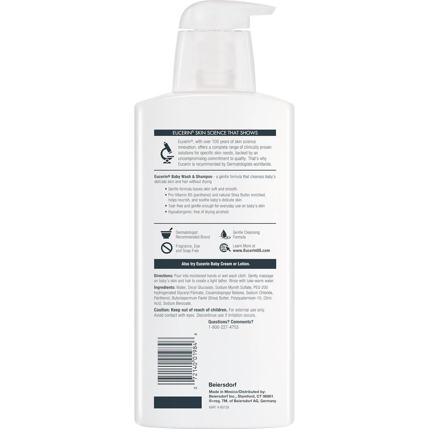 Eucerin Bebé Champú y Gel de Baño Sin Fragancia 400 ml