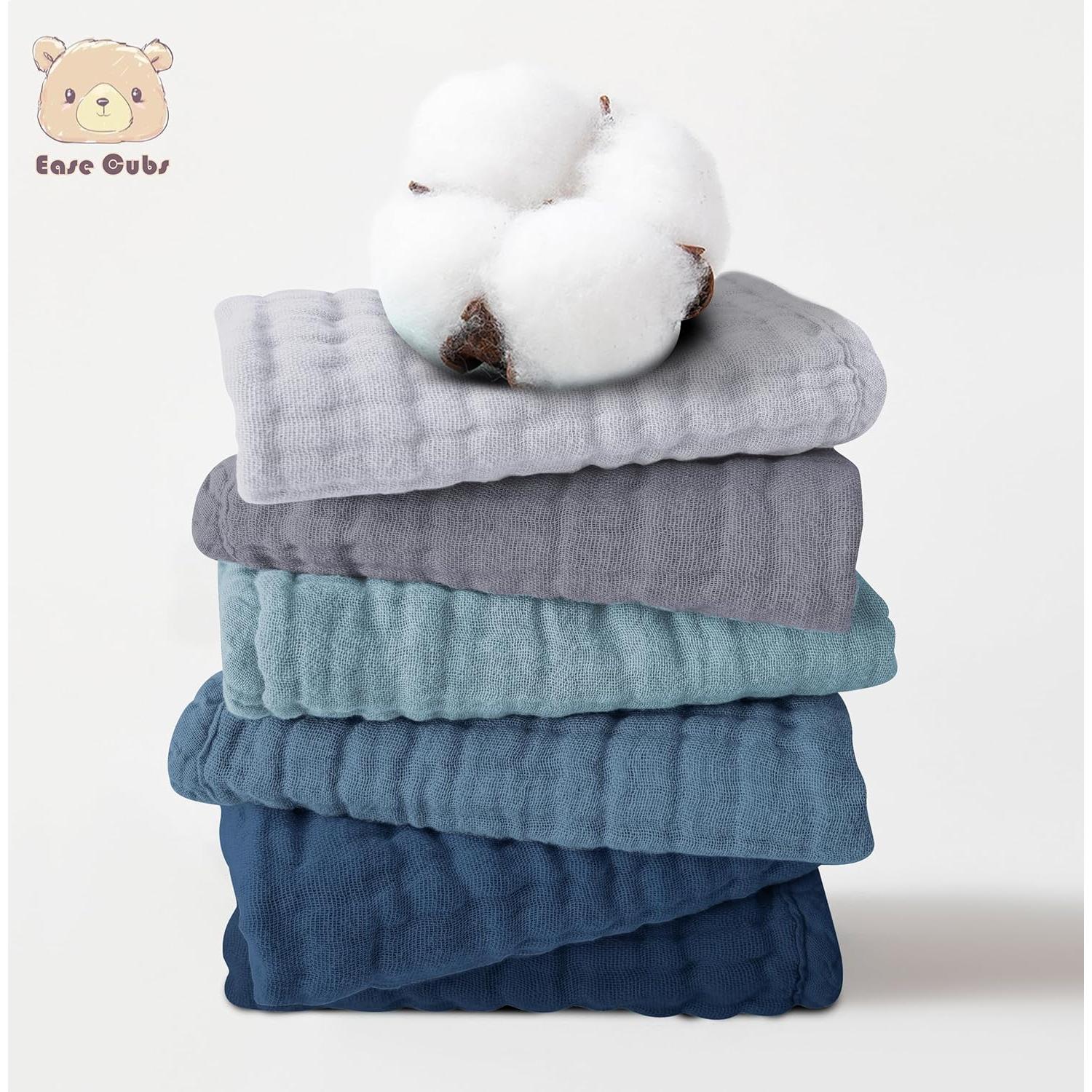 Toallitas de Muselina para Bebé Ease Cubs - 12 Unidades 30x30cm