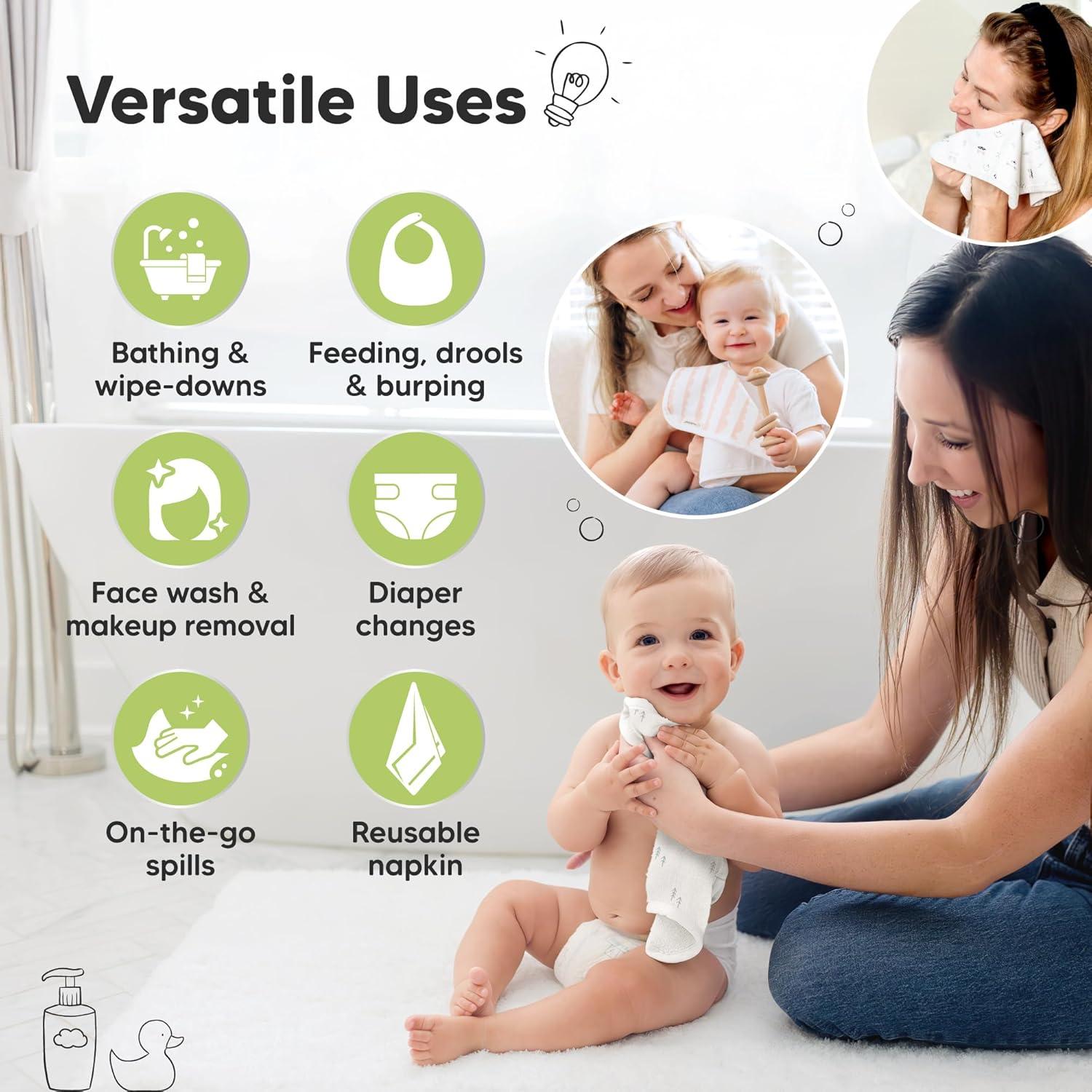 Paquete de 6 Paños de Lavado Cami KeaBabies - Algodón Orgánico y Bambú