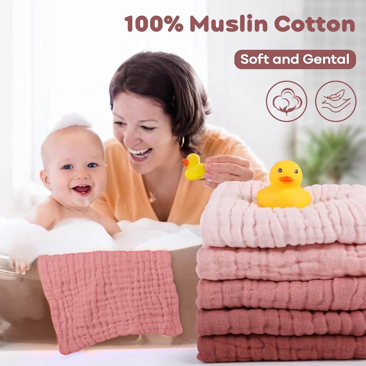 Toallitas de Muselina para Bebé Yoofoss 100% Algodón 6 Pzas 30x30cm