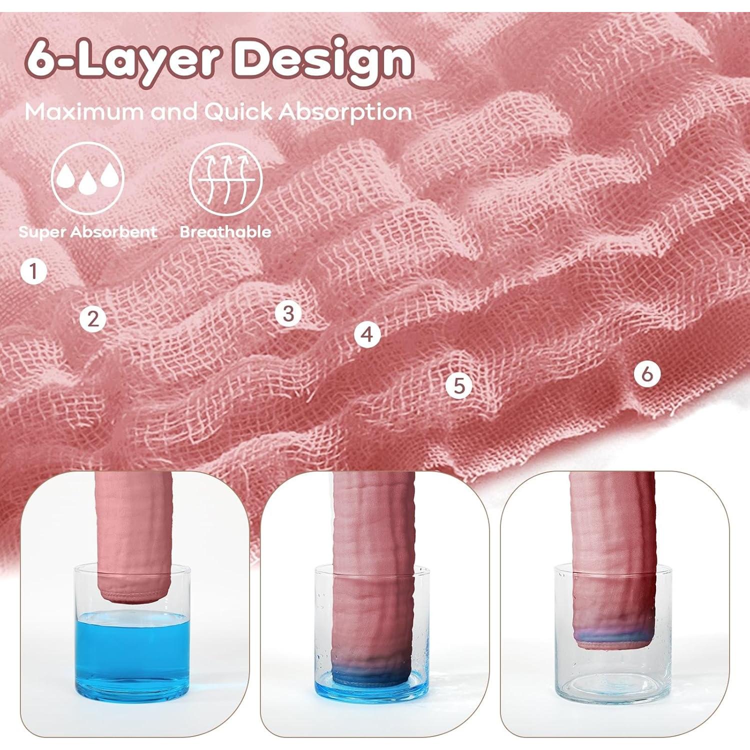 Toallitas de Muselina para Bebé Yoofoss 100% Algodón 6 Pzas 30x30cm