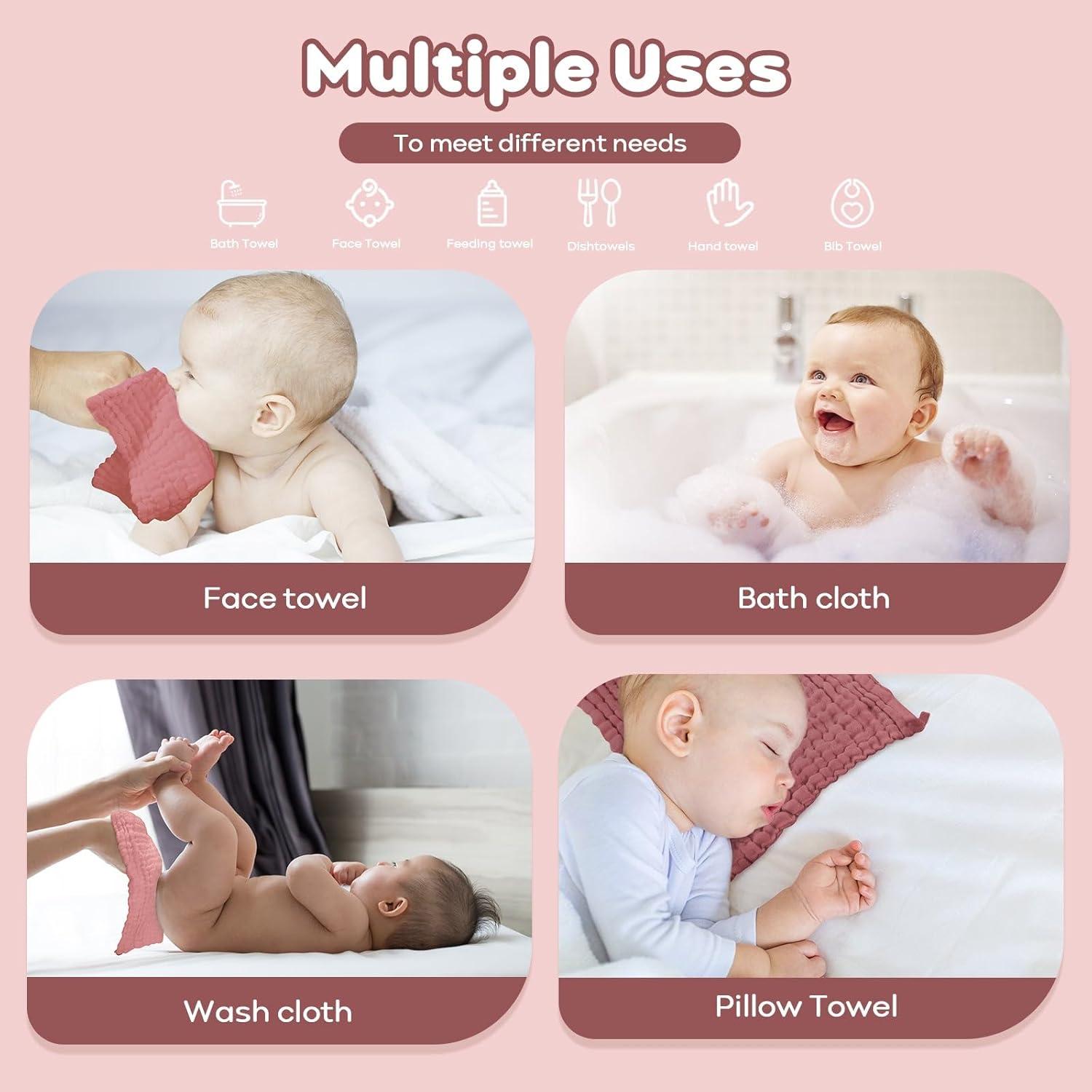 Toallitas de Muselina para Bebé Yoofoss 100% Algodón 6 Pzas 30x30cm