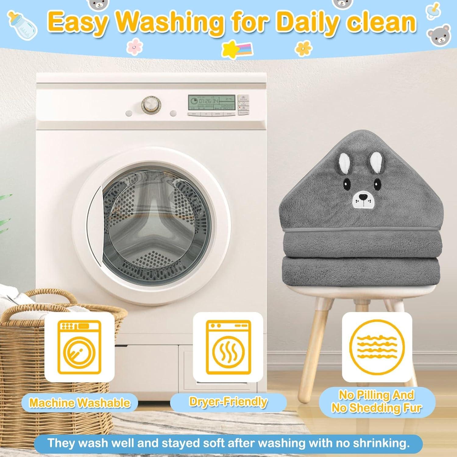 Juego de 4 Toallas con Capucha Sublaga para Bebés Oso Gris