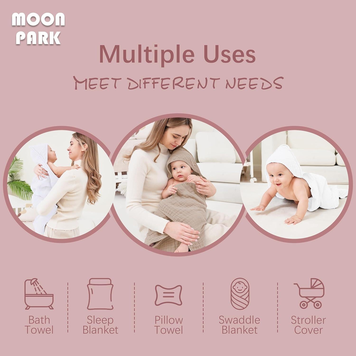 Toallas de Baño con Capucha MOON PARK 2 Piezas 81x81cm Algodón