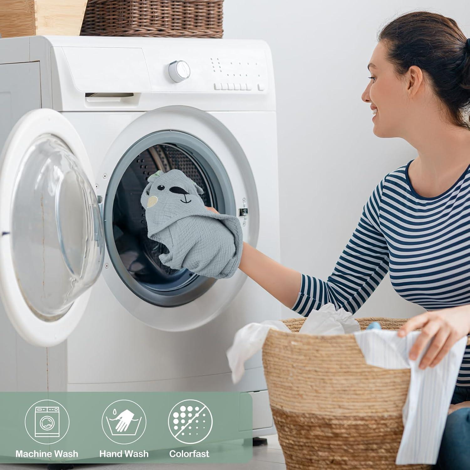 Toalla de Baño para Bebés FIOBEE 100% Muselina Oso Gris 76x76cm