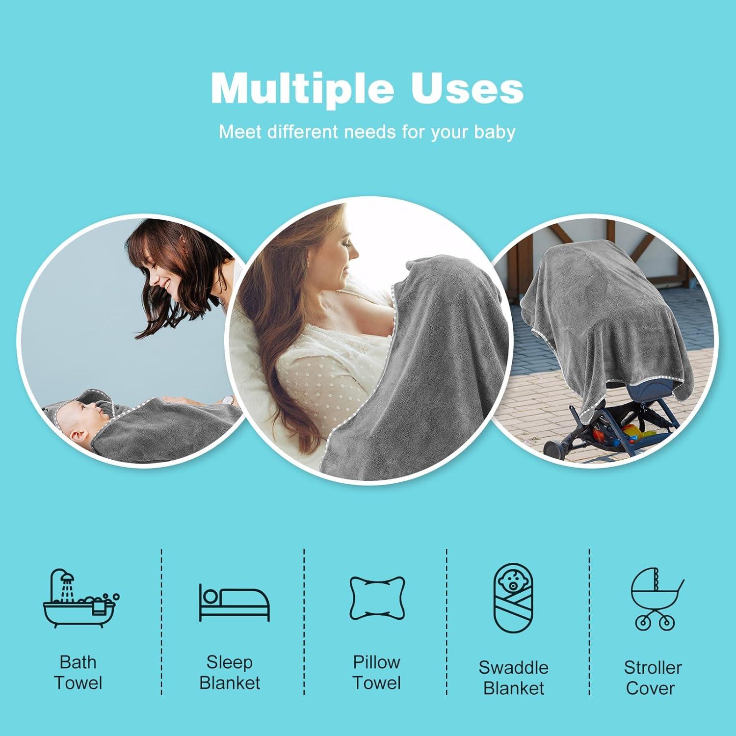 Toallas de bebé con capucha URSEORY 2 unidades Panda 78.74 cm