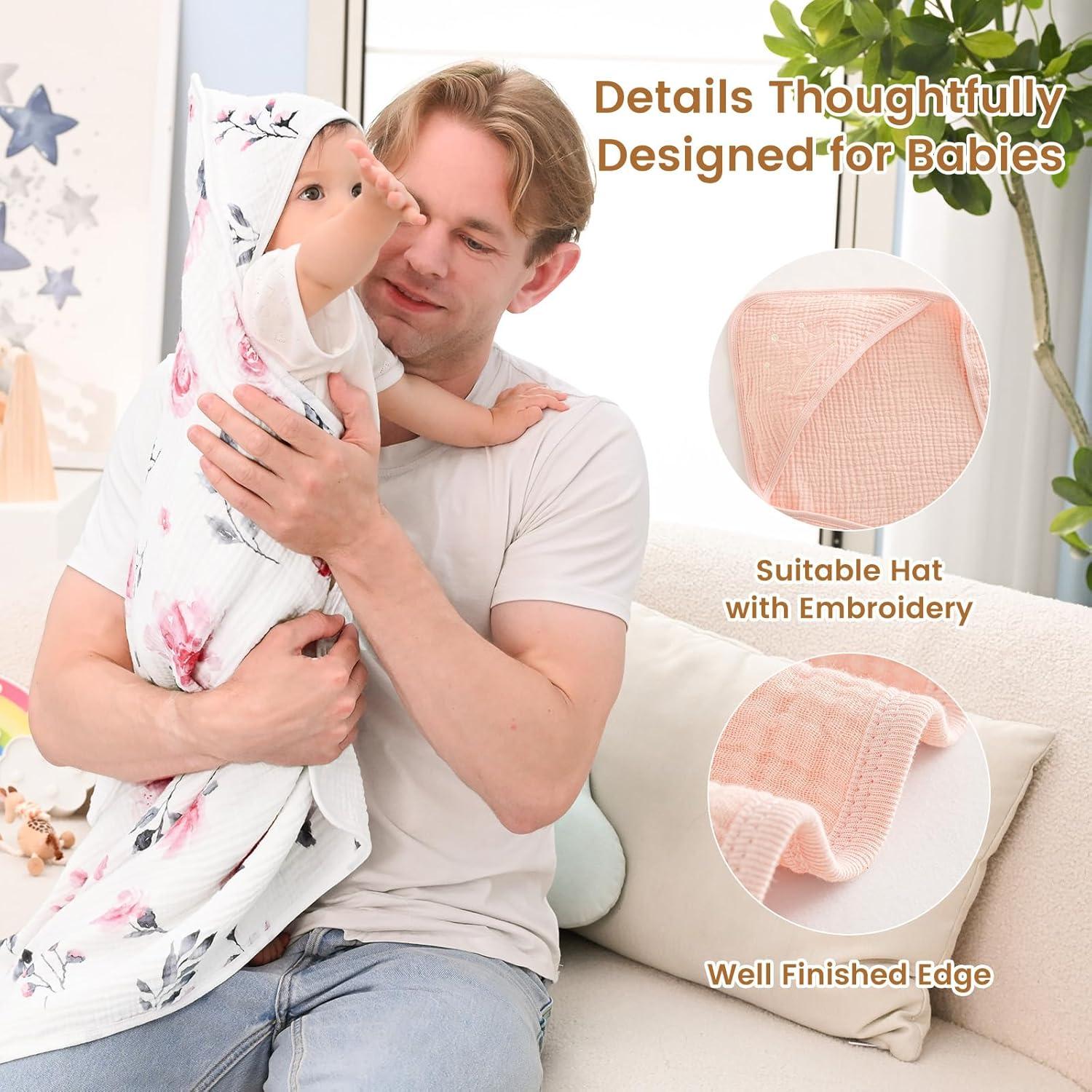 Toallas de Bebé con Capucha David's Kids 2 Pack Algodón Floral Rosa