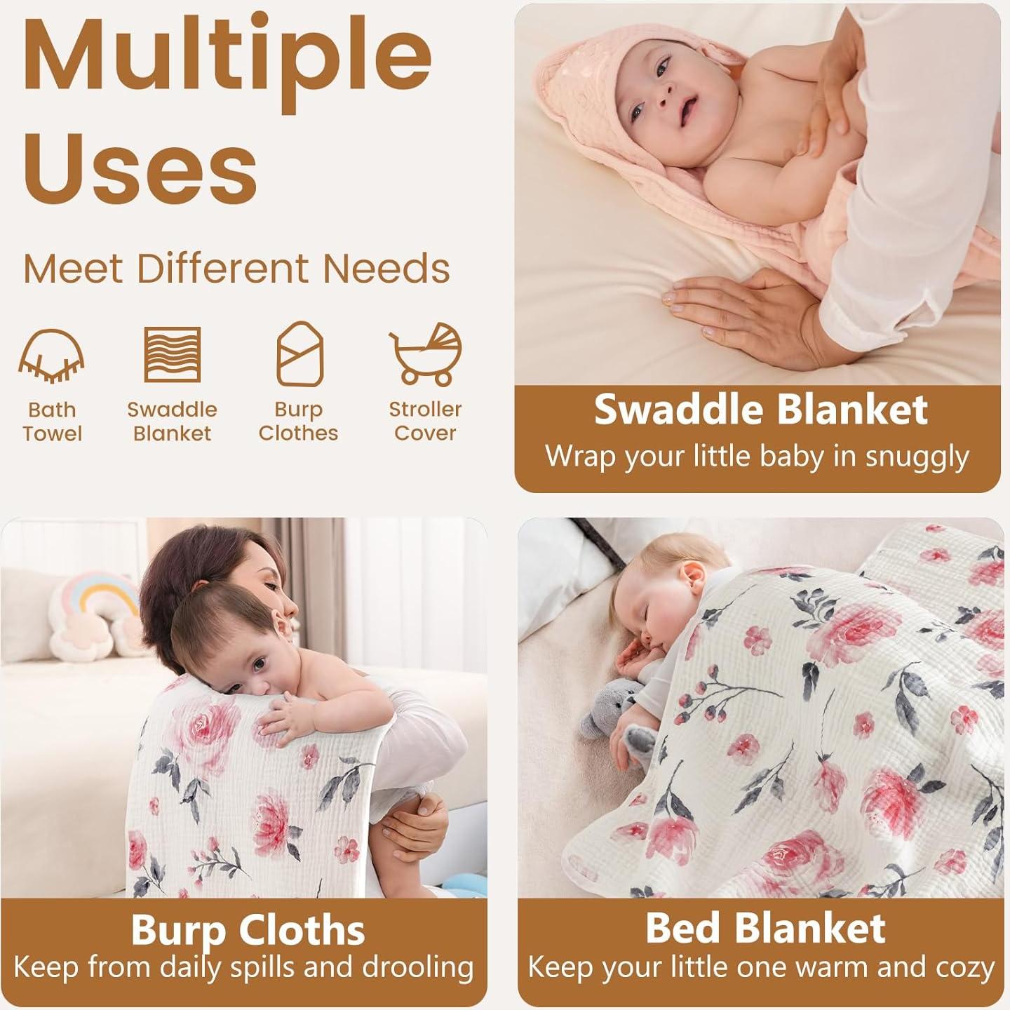 Toallas de Bebé con Capucha David's Kids 2 Pack Algodón Floral Rosa