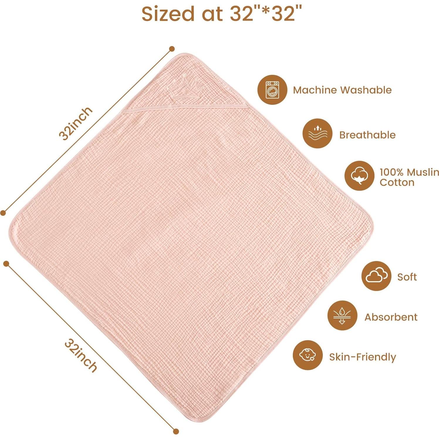 Toallas de Bebé con Capucha David's Kids 2 Pack Algodón Floral Rosa