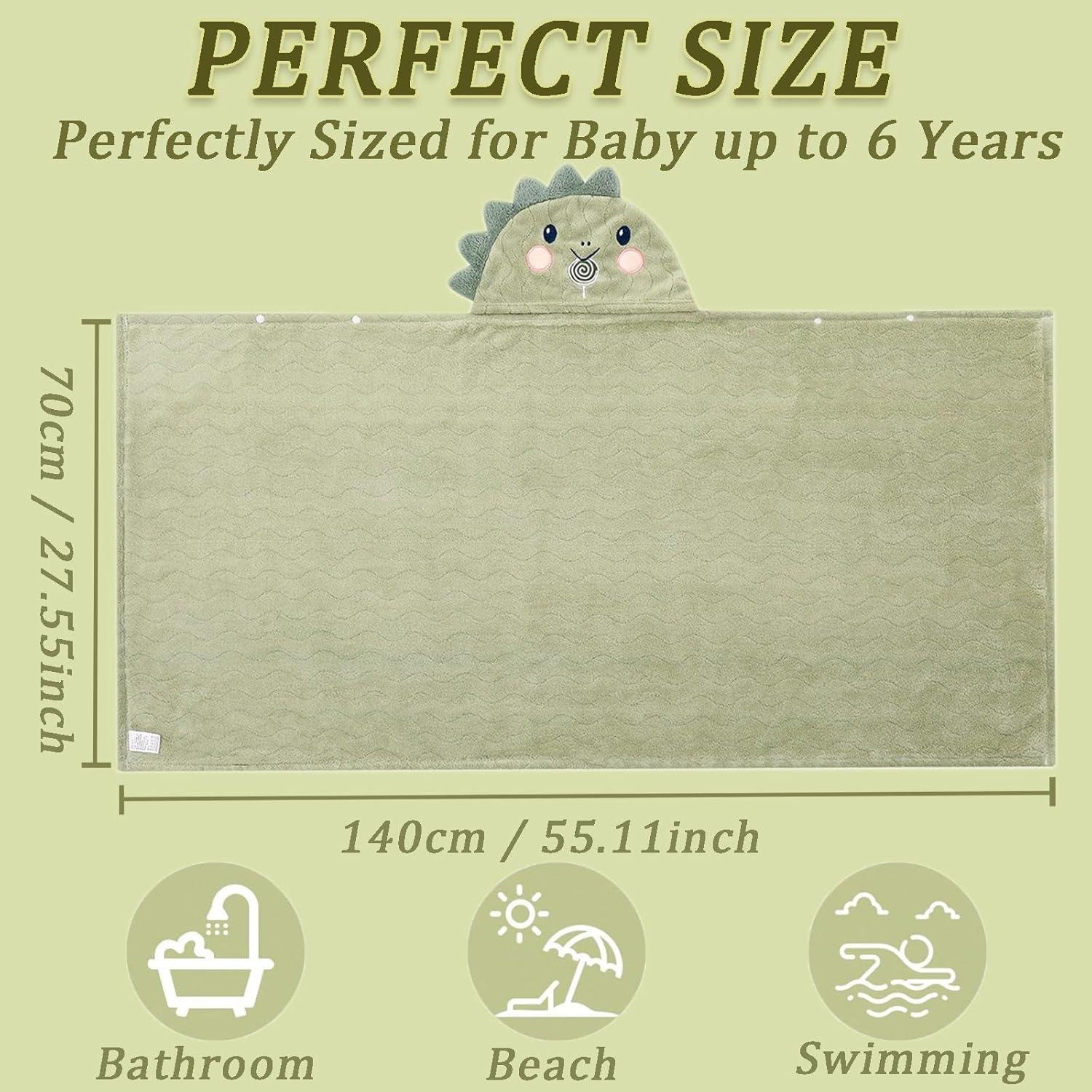 Toalla de Baño con Capucha KLHYIT 70x140 cm Dinosaurio + Elefante