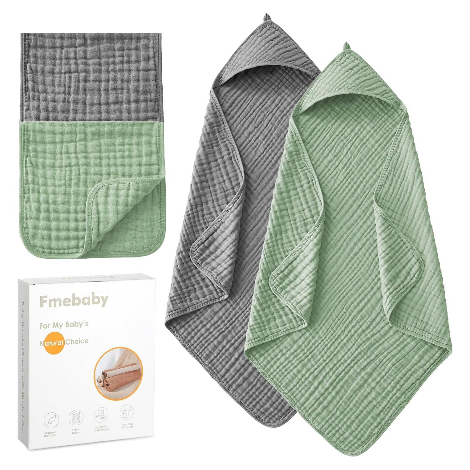 Toallas con Capucha Fmebaby 91x91 cm Algodón Muselina 2 Piezas