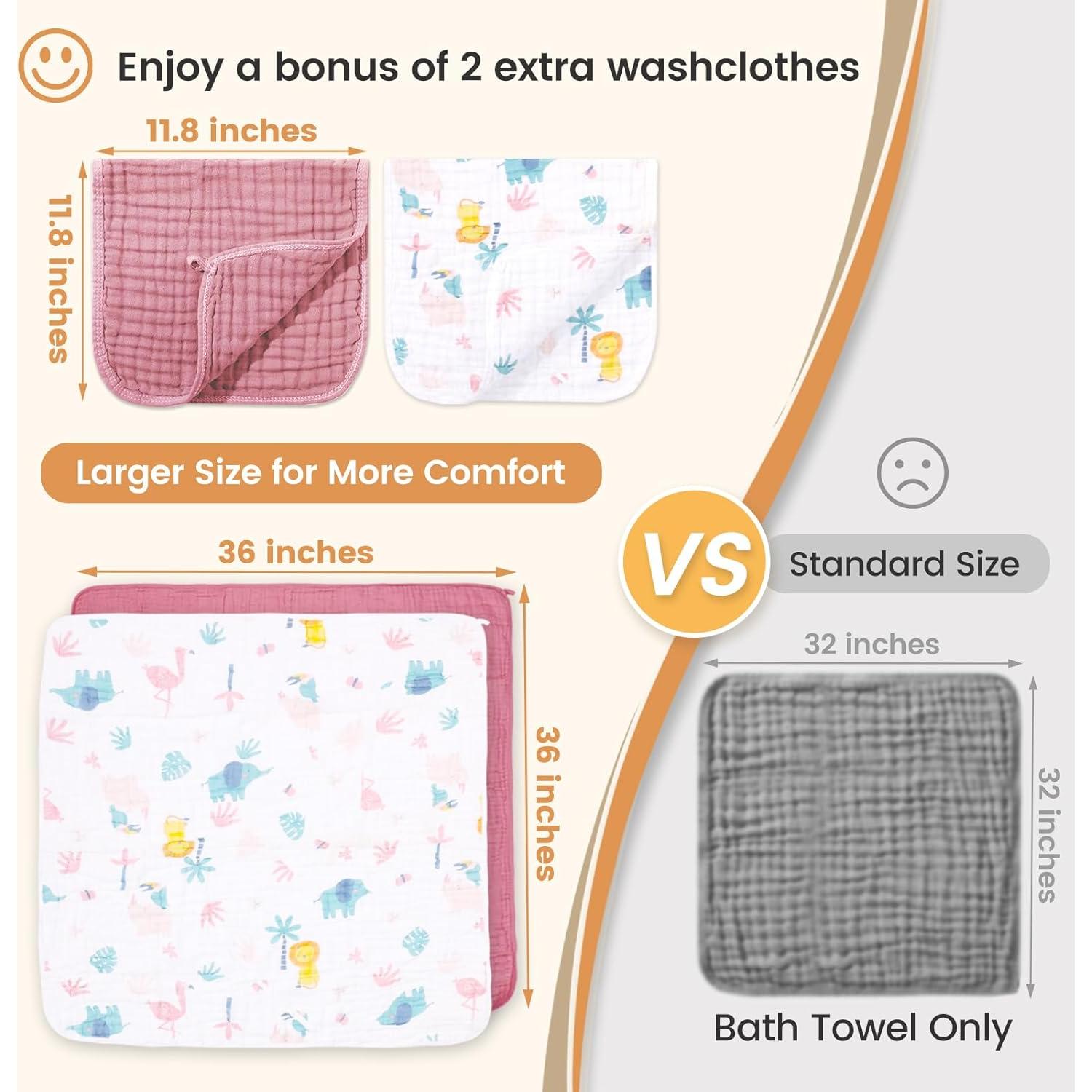 Toallas con Capucha Fmebaby 91x91 cm Algodón Muselina 2 Piezas