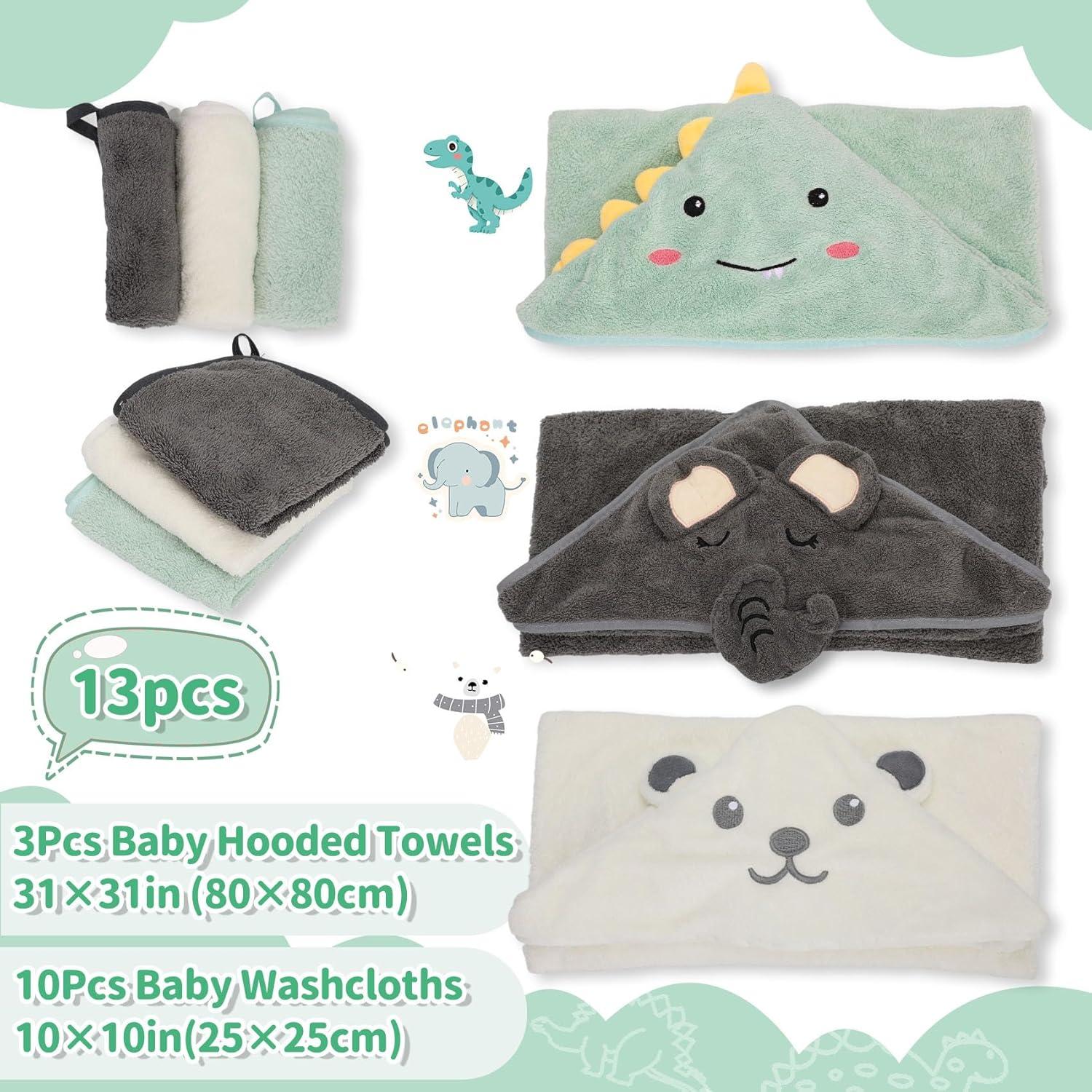 Juego de Toallas con Capucha Saranna 13pcs para Bebés - Suaves y Absorbentes