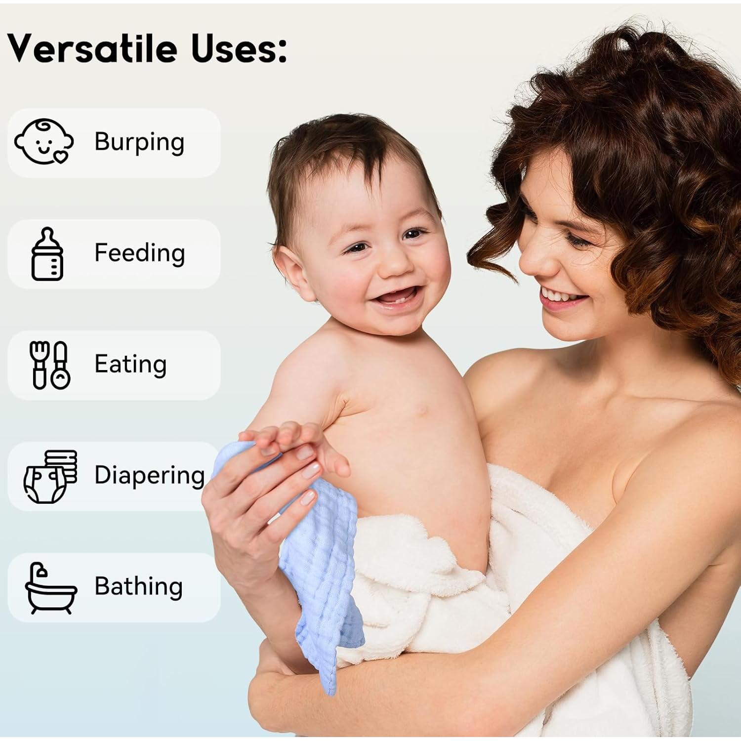 Toallitas de Muselina para Bebés Unnivoll - 6 Piezas 30x30cm