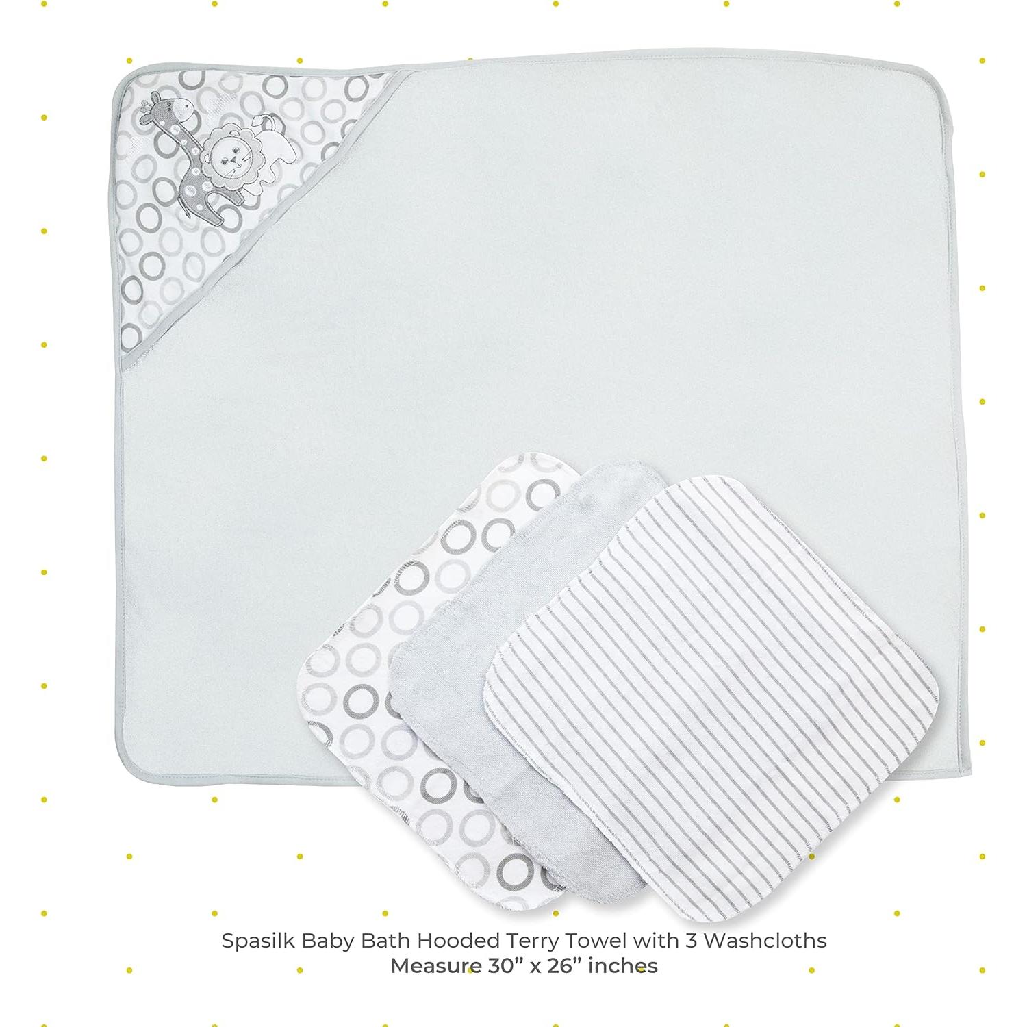 Toalla con Capucha y 3 Paños de Lavado Spasilk León Gris