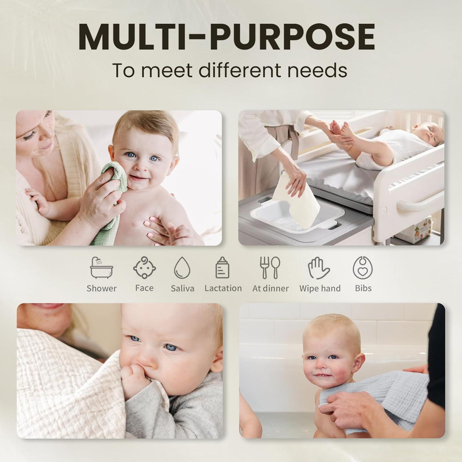 Toallitas de Muselina para Bebés Konssy - 10 Unidades 100% Algodón