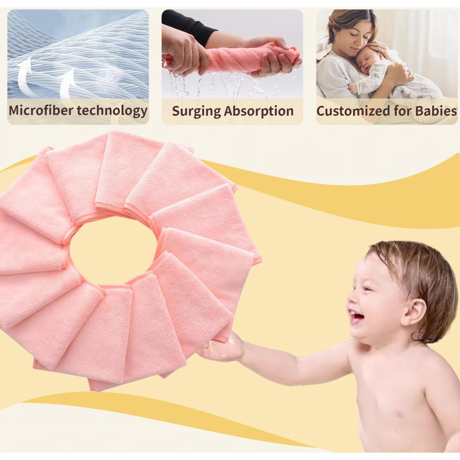 Toallitas para Bebés MUKIN - Paquete de 12 Microfibra 30x30 cm Rosa