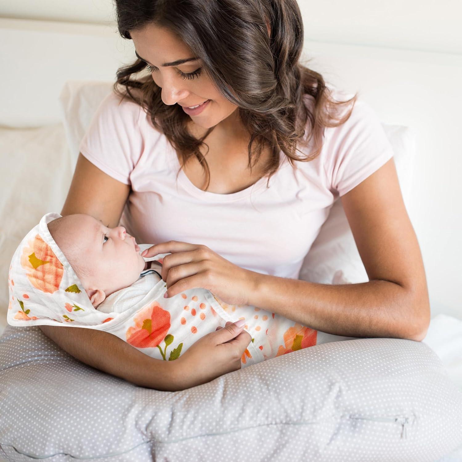 Conjunto de Toallas con Capucha Zainpe 4Pcs Algodón Floral 80x80cm