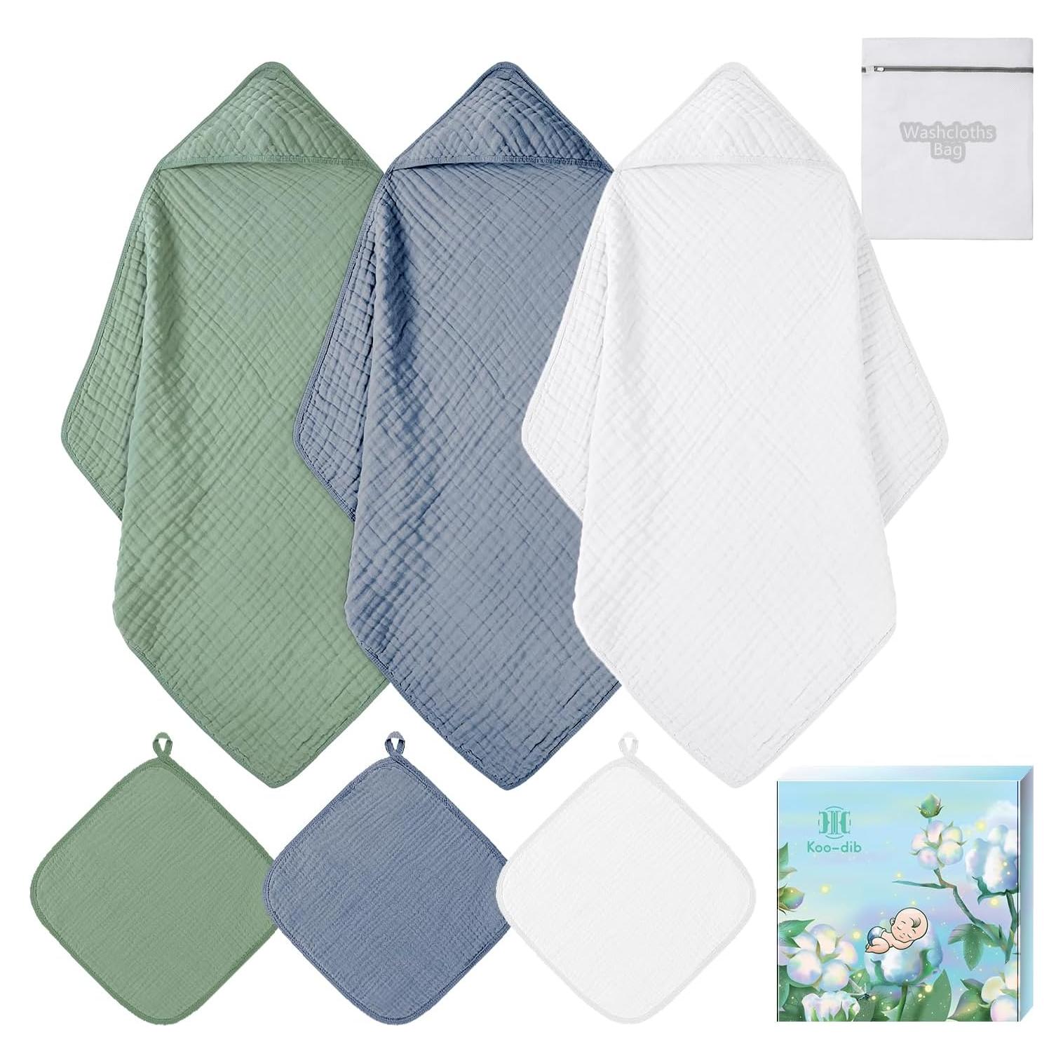 Toallas de Baño con Capucha Koo-dib 100% Algodón 76x76 cm 6 Piezas