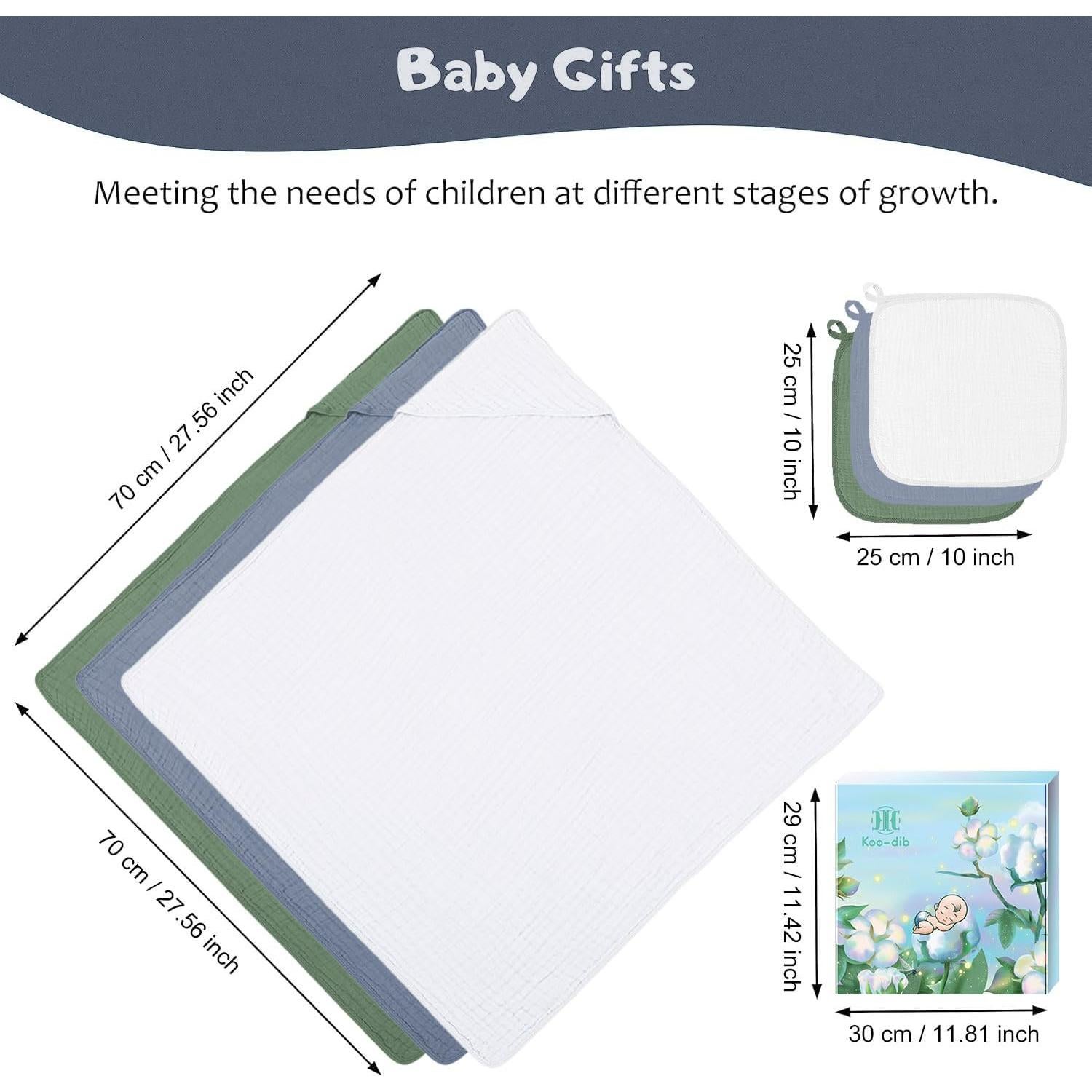 Toallas de Baño con Capucha Koo-dib 100% Algodón 76x76 cm 6 Piezas