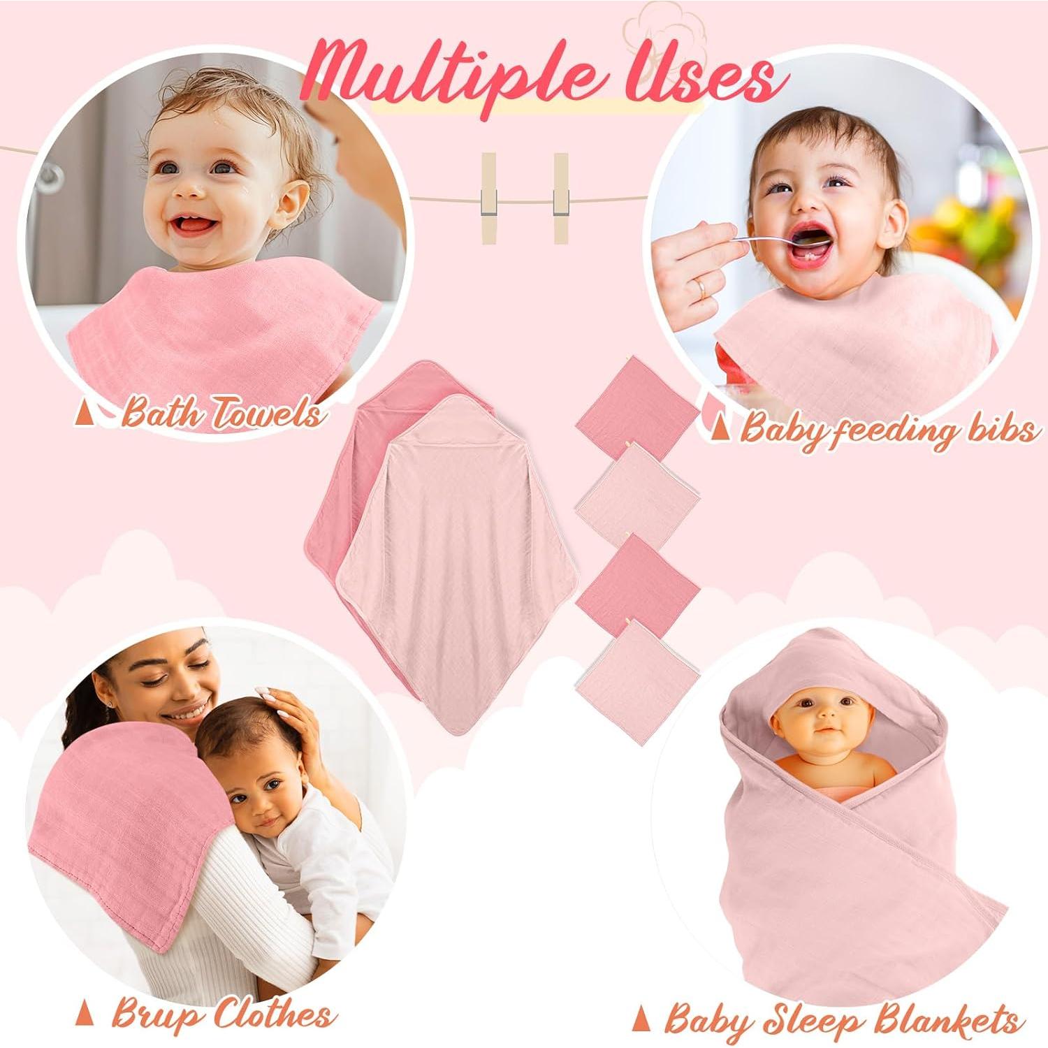 Juego de Toallas de Baño y Paños de Muselina Preboun 6 Pcs