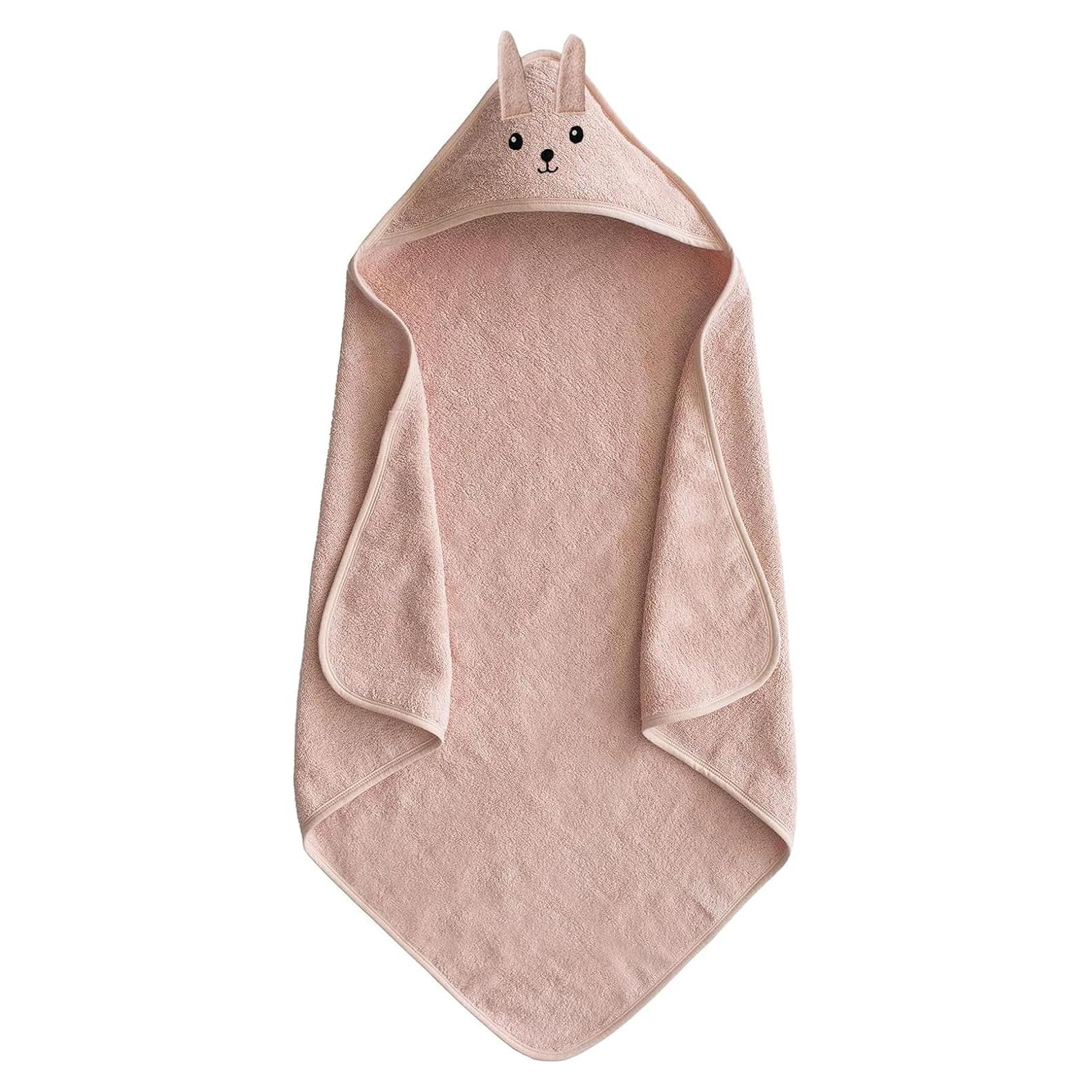 Toalla de Baño para Bebé ROMASA con Capucha de Algodón 89x89 cm Rosa