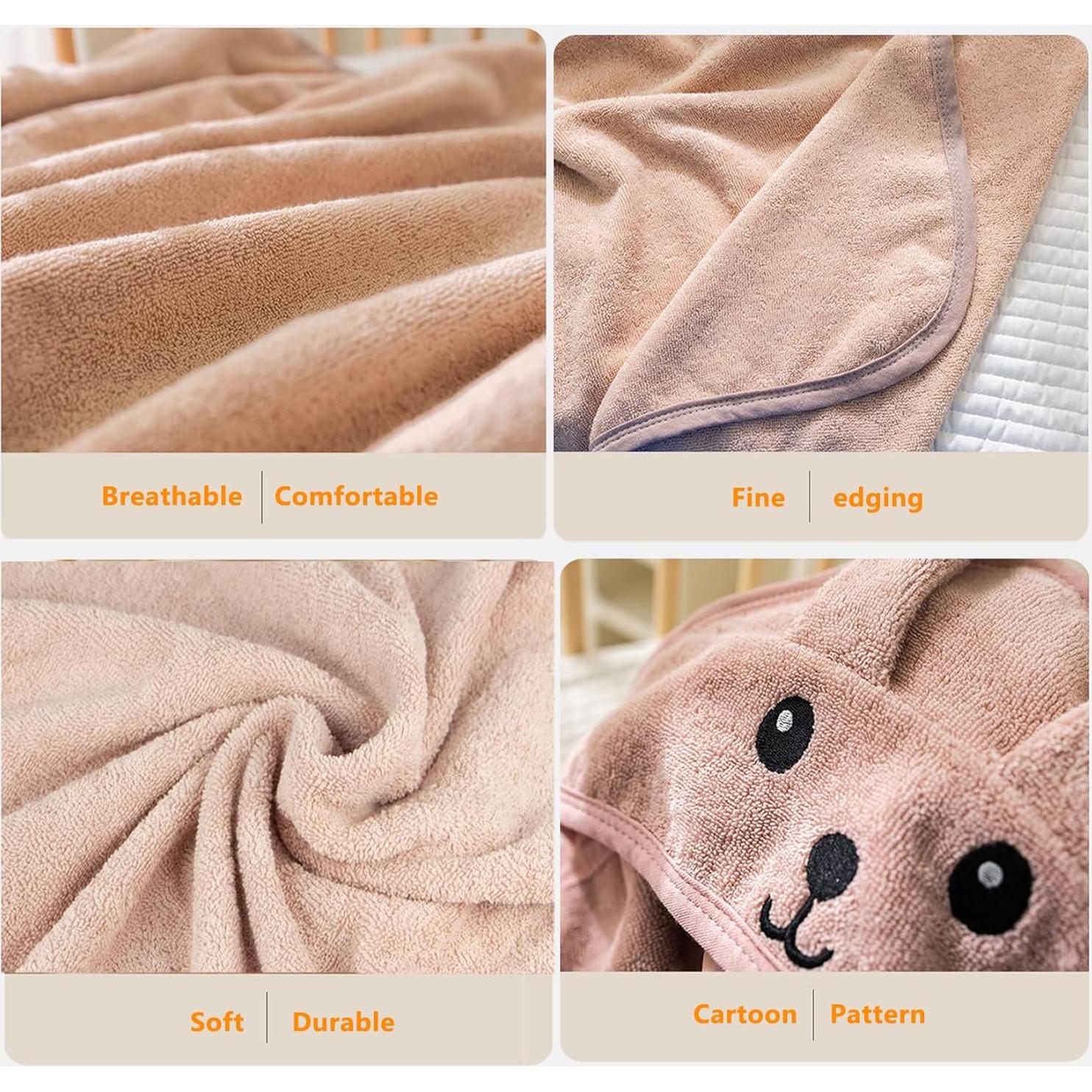 Toalla de Baño para Bebé ROMASA con Capucha de Algodón 89x89 cm Rosa