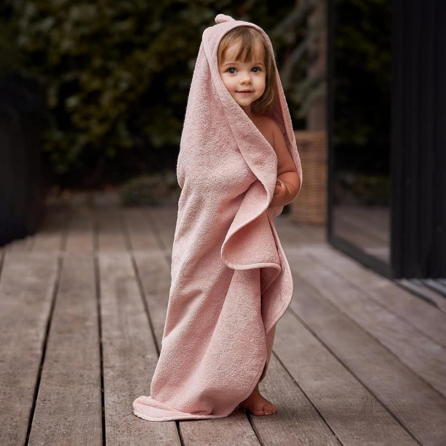 Toalla de Baño para Bebé ROMASA con Capucha de Algodón 89x89 cm Rosa