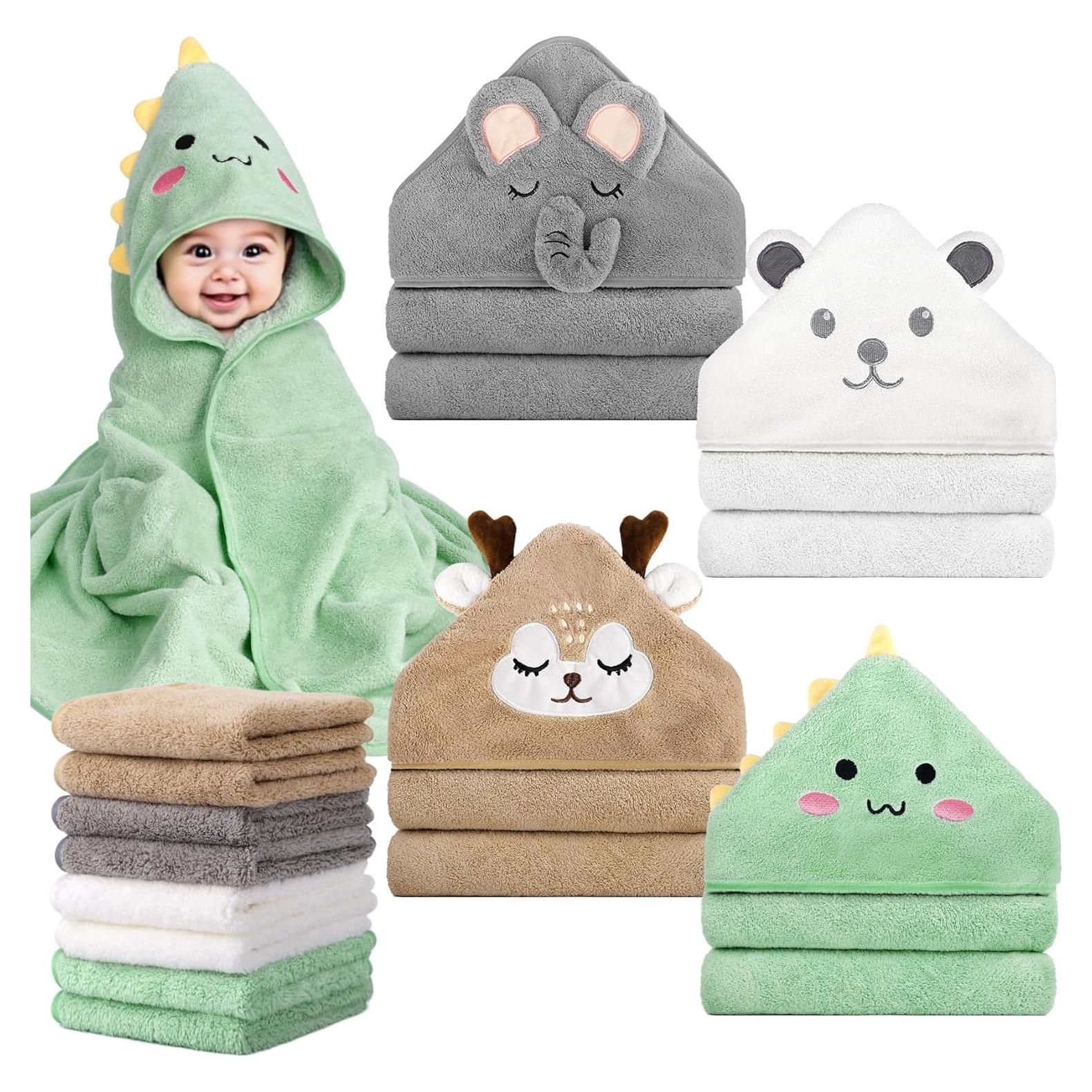 CandyHome Set de 12 Toallas de Baño para Bebés con Capucha