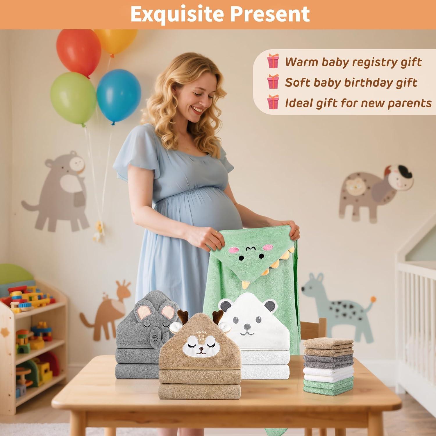 CandyHome Set de 12 Toallas de Baño para Bebés con Capucha