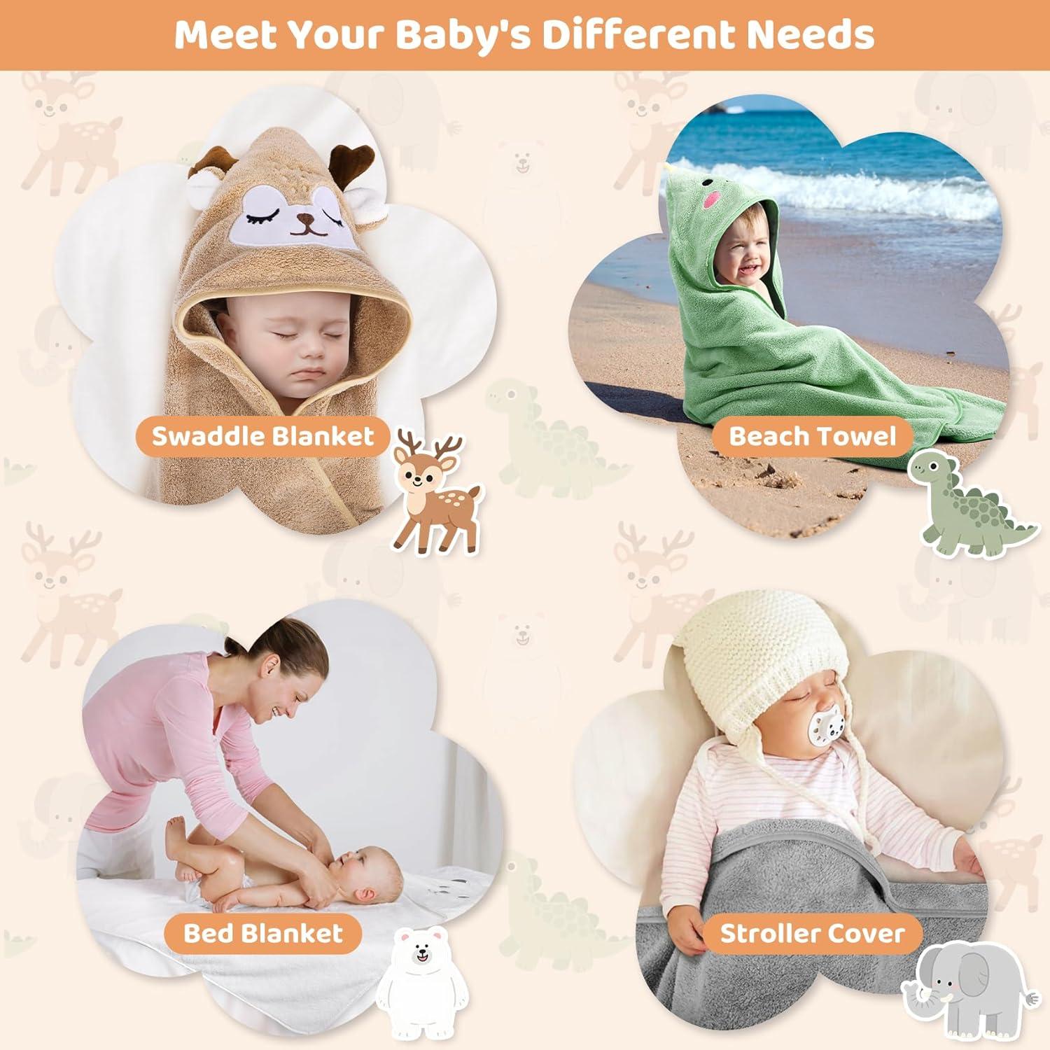 CandyHome Set de 12 Toallas de Baño para Bebés con Capucha