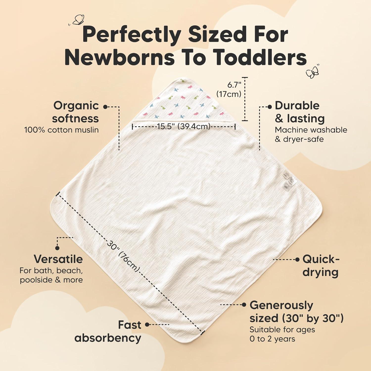 Toalla de Baño con Capucha KeaBabies Lyra Algodón Orgánico 76.2x76.2 cm