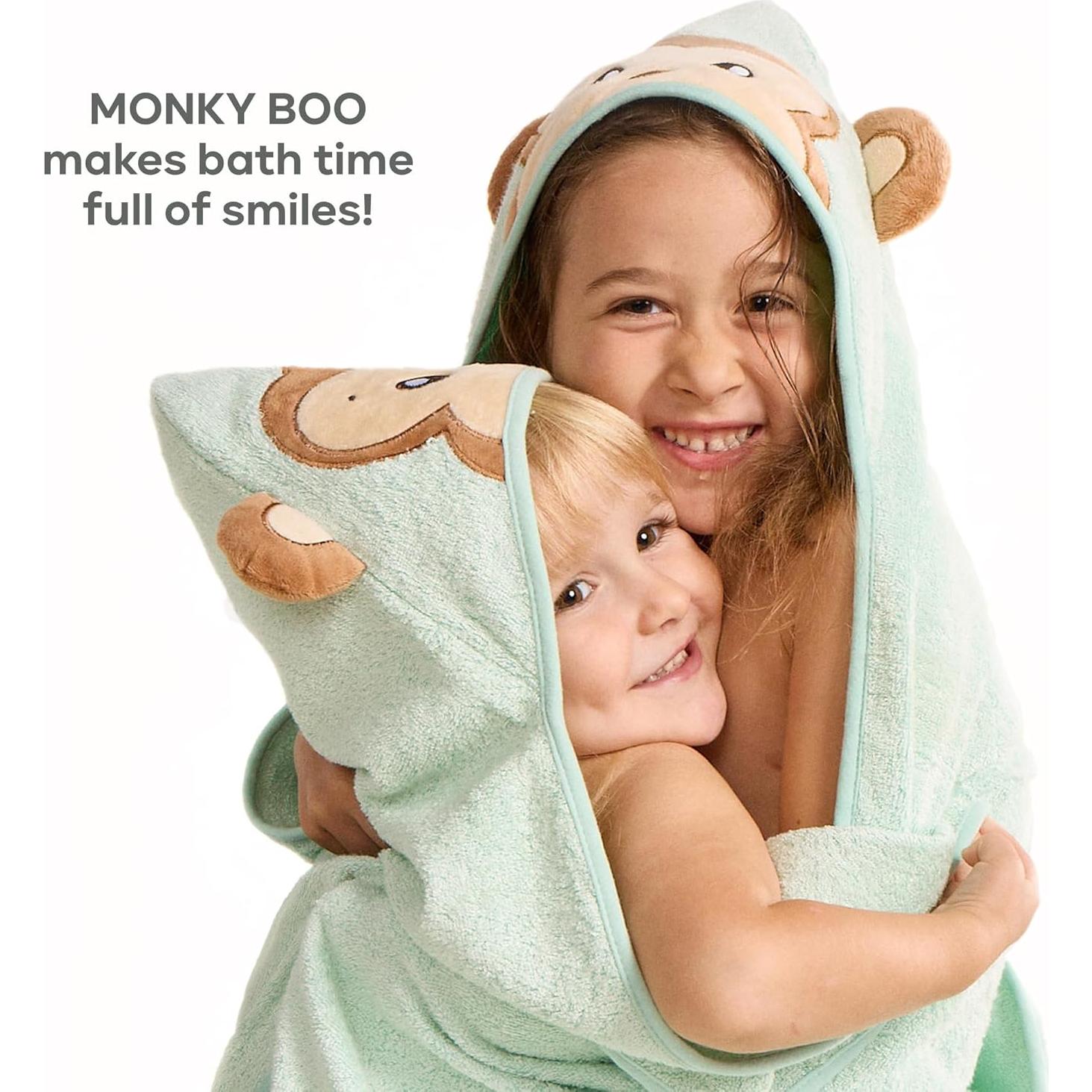 Toalla de Baño para Bebés MONKY BOO Verde Menta 90x90 cm