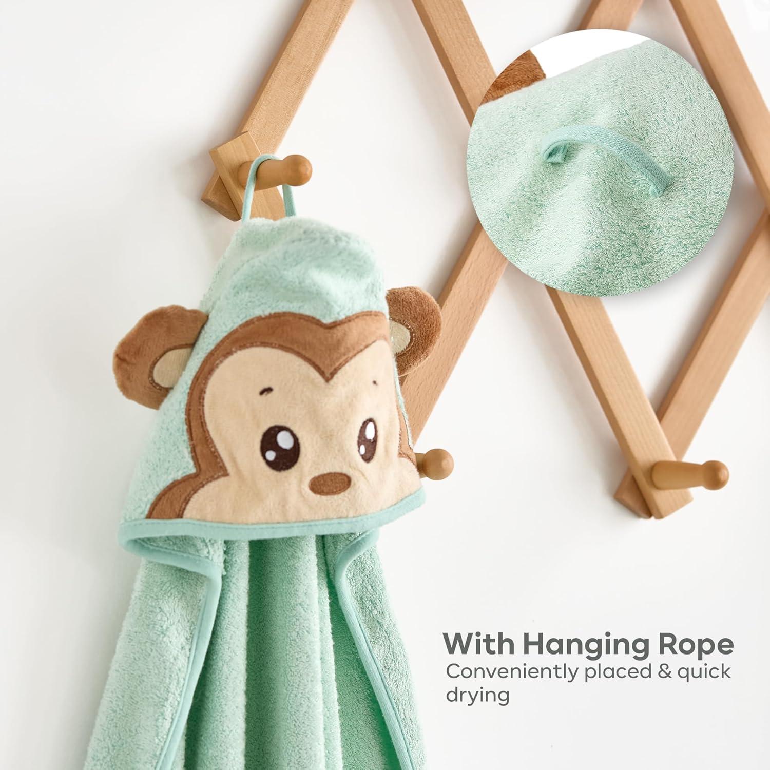 Toalla de Baño para Bebés MONKY BOO Verde Menta 90x90 cm